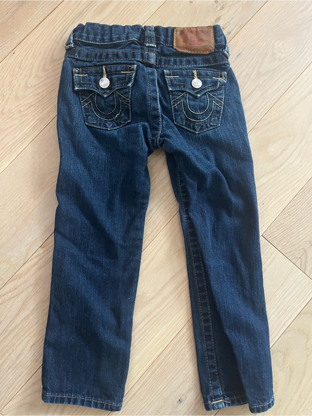 True Religion Boys Jack straight Dark Blue Kids Jeans w Contrast Stitching Sz 4